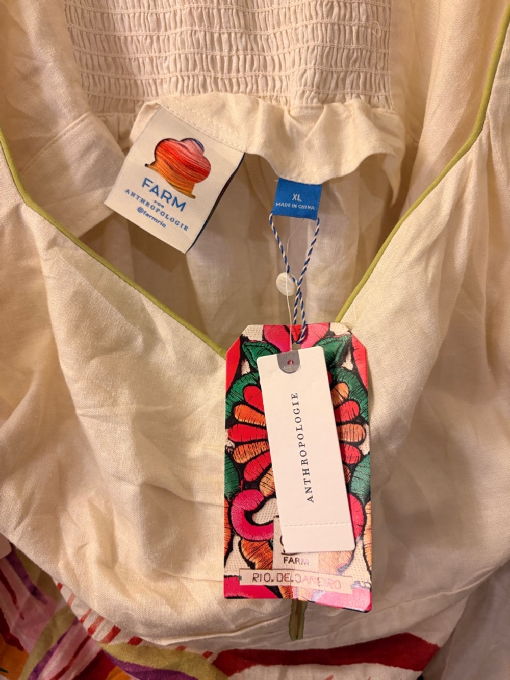NWT Farm Rio x Anthropologie Sweetheart Linen Mini Dress - Picture 6 of 8
